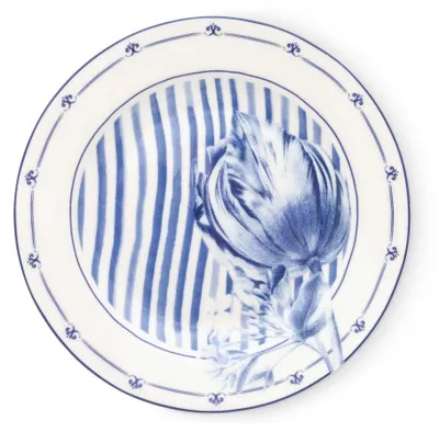 Heinen Delfts Blauw – Dessertteller Tulp - Randversiering - Porzellan - 17 cm – Bild 1