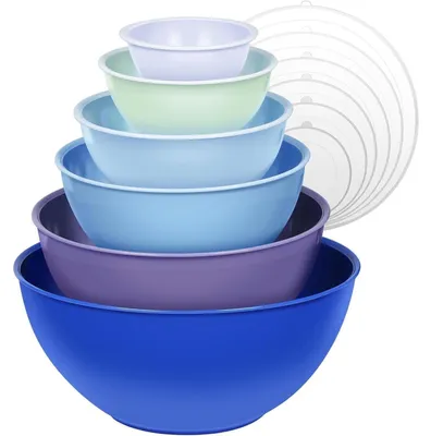 Produktbild von Salatschüssel Set mit Deckel, 12-teilig, Kunststoff, Dunkelblau