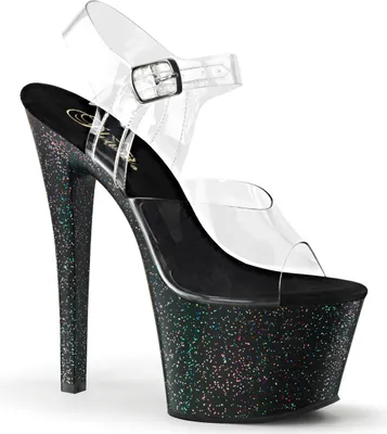 Produktbild von SKY-308MG Damen Sandale von Pleaser, Transparent Schwarz , EU 41, US 11
