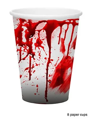 Produktbild von Blutige Trinkbecher aus Pappe - 8 Stück | Halloween Dekorations Artikel