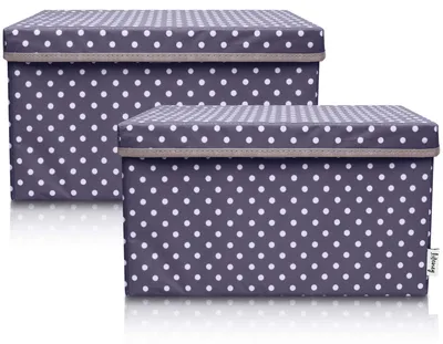 Produktbild von Lifeney 2-Set Aufbewahrungsbox Kinder (37x25x21cm) I Aufbewahrungskorb für Kinderzimmer und Wohnbereich I Kinder Aufbewahrungskiste (Anthrazit Punkte)