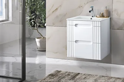 Produktbild von Design Badmöbel Set mit Waschbecken FIJI 60 cm MDF SOFT-CLOSE Waschtisch