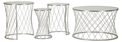 Zdjęcie produktu dla FURNLUX Stolik kawowy Noah Silver 70cm (4 szt.) / Kolor główny: Srebrny / Wymiary: 70 x 55 x 70 cm