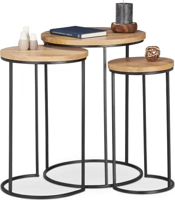 Obrázek produktu pro relaxdays 10024710_0 relaxdays Beistelltische-Set braun rund
