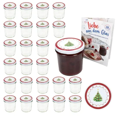 Produktbild von 25er Set Sturzglas 350ml Einmachglas + TO-Deckel 82 Weihnachtstraum + Heft