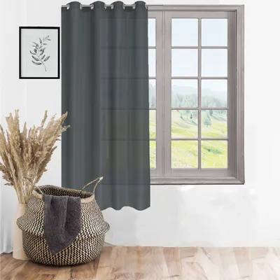 Produktbild von Ösenschal Blickdicht Ösenvorhang Ösengardine Gardine Gardinen Ösen Vorhang Vorhänge Dunkelgrau 1 Stück 140cm (B) x 175cm(L)