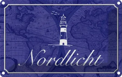 Produktbild von vianmo Blechschild 12x18 cm Nordlicht Meer Leuchtturm Europa