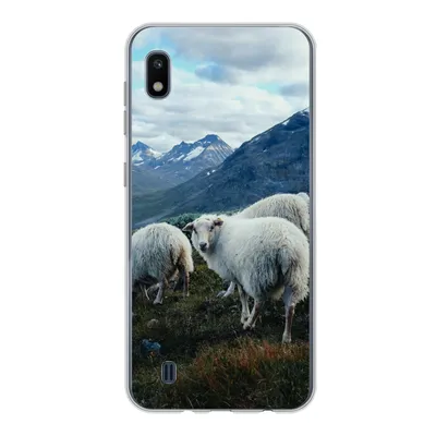 Produktbild von MuchoWow® Handyhülle Schutzhülle Hülle für Samsung Galaxy A10 Schafe - Natur - Berge Silikon Softcase Handy Hülle - Schutzhülle