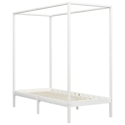 Produktbild von vidaXL Himmelbett-Gestell Weiß Massivholz Kiefer 100 x 200 cm