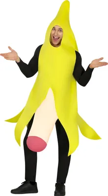 Produktbild von Fruchtige Partybanane Spaßkostüm Junggesellenabschied Lacher Outfit Accessoire Humorvoll Witziger Spaß Partyspiel Unterhaltung Unvergesslich Auffälliges Design, Größe: 52 - 54 (L) Farbe: Gelb / Weiß