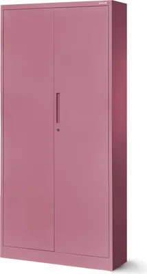 Produktbild von Aktenschrank Büroschrank Metallschrank Stahlschrank Werkzeugschrank Stahlblech Pulverbeschichtet Flügeltürschrank Abschließbar 195 cm x 90 cm x 40 cm Farbe: Rosa