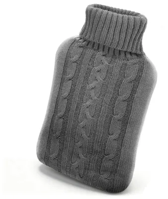 Immagine prodotto di Borsa dell'acqua calda grande, 2 litri, in gomma naturale grigia, con rivestimento in maglia