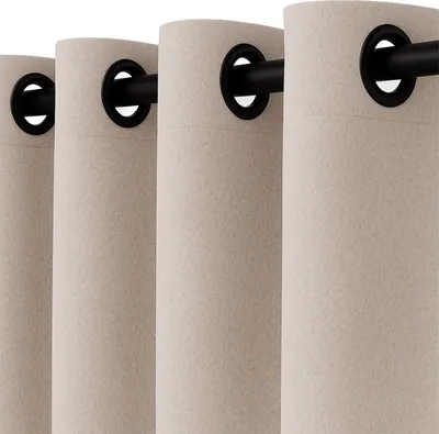 Produktbild von Heimtexland Filz Thermovorhang blickdicht abdunkelnd isolierend HxB 245x135 cm Kälteschutz Sonnenschutz Gardine Energiesparend Schalldämpfung Deko Vorhang Woll-Charakter Typ921 Taupe-Schwarz Ösen