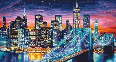Productafbeelding van Diamantmozaïek New York, Brooklynbrug, 30x40 cm, creatieve diamanten