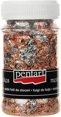 Produktbild von PENTART Deco-Metall-Flocken silbern Flocken Kupfer und Silber petals 100 ml M1