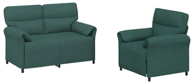 Imagen del producto de vidaXL Juego de sofás de 2 piezas, color verde oscuro, tapizado en tela