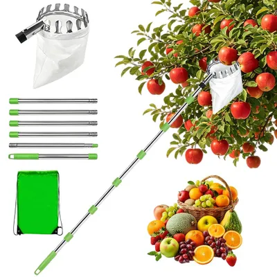 Obstpflücker 2,4 m, teleskopierbar, Edelstahl, für Äpfel & Birnen