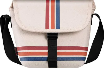 Produktbild von Fintie Tasche für Polaroid Now/Now+ I-Type Sofortbildkamera, Polaroid Originals OneStep+/Onestep 2 VF Segeltuch Schutzhülle Kameratasche Hülle mit Verstellbar Riemen und Innentasche, Streifen