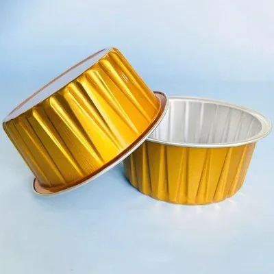 Produktbild von 125 Stück goldene Mini-Kuchenformen mit Deckeln, Mini-Törtchenformen mit Deckeln, Wegwerf-Ramekins, Backformen, Muffinformen, Kuchencupformen