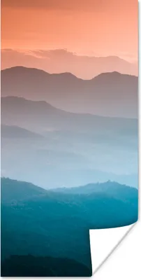 Produktbild von MuchoWow® Poster Berge - Sonne - Orange - Natur 20x40 cm - Plakat - Foto