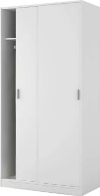 Produktbild von Garderobe Lansing, Schlafzimmer Kleiderschrank mit 2 Schiebetüren, Schrank mit Regal und Kleiderbügelstange, 100x50h200 cm, Weiß