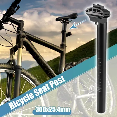 Image de Tige De Selle De Vélo En Alliage D'aluminium 25,4X300Mm, Support De Tube De Selle De Vélo Noir