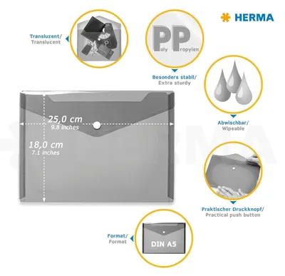 Image de HERMA 20051 HERMA Pochette porte-documents, PP, DIN A5, blanc
