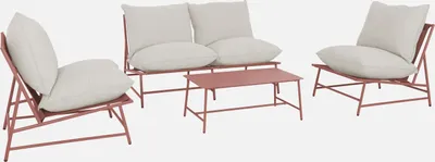 Immagine prodotto di Salotto da giardino in acciaio e textilene, 4 posti, Terracotta