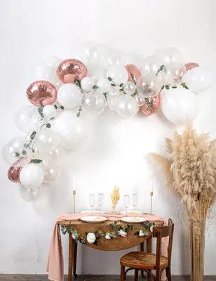 Produktbild von Eukalyptus Ballonbogen-Set mit 70 Ballons rosegold - Einheitsgröße
