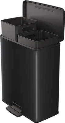 Produktbild von CURVER DECO DUO BIN Mülleimer, Kunststoff, Silber metallic, 2 x 26 L
