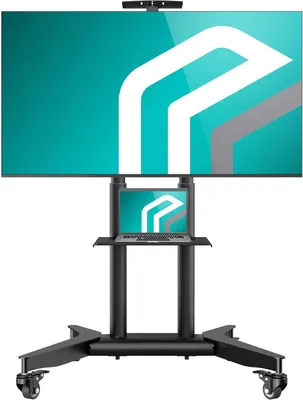 Image de Support TV mobile - Pied de télévision mobile - Pour présentations - Réglable en hauteur - Pour écrans de 32 à 75 pouces - Noir