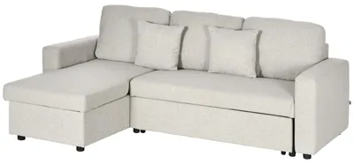 Produktbild von HOMCOM Ecksofa mit Bettfunktion, Eckcouch inklusive 2er-Sitz Sofa, Einzelbett