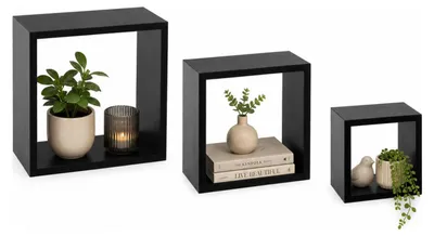 Immagine prodotto di 5Five jednoduše inteligentní krychle stìny 3 kusy z MDF destièky èerné 25 cm x 25 cm x 9 cm