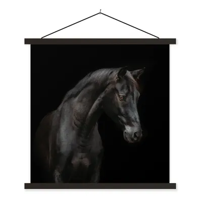 Produktbild von MuchoWow® Textilposter Pferd - Tier - Schwarz 90x90 cm mit schwarzem Rahmen - Magnetisches