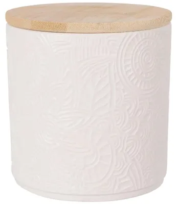 Produktbild von Vorratsdose aus Keramik mit Bambusdeckel, Ø 10 x 10,5 cm