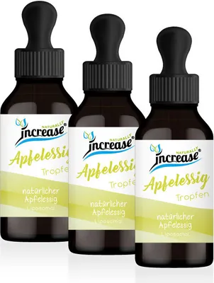 Produktbild von Nimm 3, zahl 2 Aktion Liposomale Apfelessig Tropfen hochdosiert - 2000mg Apfelessig pro Tag (180.000mg in 3 Flaschen)
