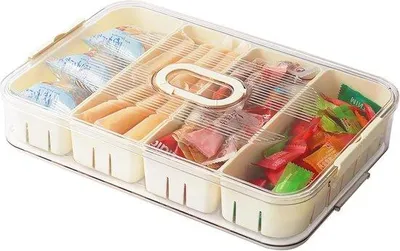 Image de Boîte à goûter en plastique avec gobelets amovibles - Récipients alimentaires pour collations, fruits et légumes - Lot de 4