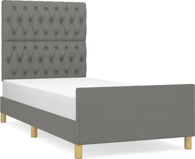 Produktbild von vidaXL Bettgestell ohne Matratze Dunkelgrau 90x200 cm Stoff