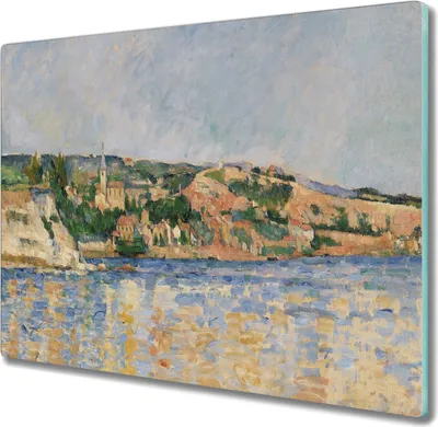 Produktbild von Coloray Hackbrett Küchenbrett Kochplattenabdeckung Schneidebrett Herdabdeckplatte 60x52 cm - Dorf Wasser