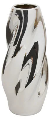 Image de Vase "Silver Sky" - argenté - céramique - D11 x H28 cm - design moderne