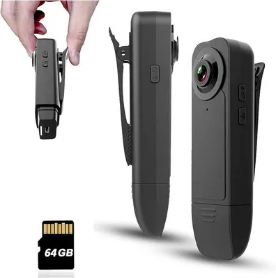 Zdjęcie produktu dla Mała kamera POV 1080p z pamięcią 64 GB – przenośna kamera z funkcją noktowizora do nagrań związanych z bezpieczeństwem i podróżami