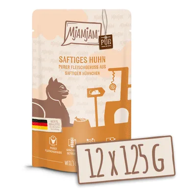 Produktbild von MjAMjAM Quetschie Purer Fleischgenuss - saftiges Hühnchen pur, Adult, jede Rasse, Huhn, 125 g, Getreidefrei