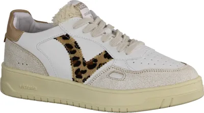 Image de Victoria 1257124 Baskets pour femmes, blanc/camel, cuir/synthétique, semelle amovible - Chaussures femme Top Trends, Blanc, cuir/synthétique