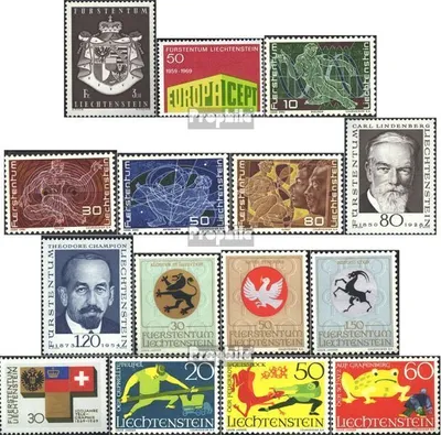 Produktbild von Briefmarken Liechtenstein 1969 Mi 506-520 (kompl.Ausg.) Jahrgang 1969 komplett postfrisch Staatswappen