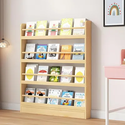 Produktbild von Kleinkind-Bücherregal hinter der Tür 3/4/5 Etagen Holzfarbe 120x120x10cm