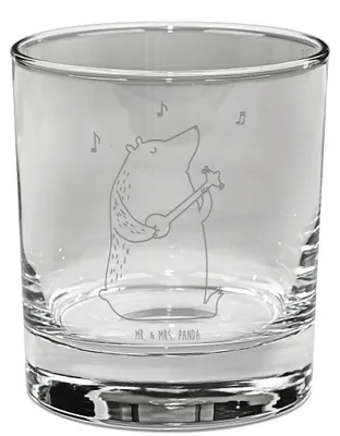 Produktbild von Mr. & Mrs. Panda Tumbler Bär Gitarre - Transparent - Geschenk, Whiskey, Whiskyglas, Teddy, Whiskeyglas, Whisky, Glas