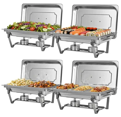 Chafing Dish Set 9 QT 4er-Pack, 7 Behälter, Buffetwärmer