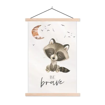 Produktbild von MuchoWow® Textilposter Aquarell - Sei mutig - Zitate - Kinder - Jungen - Mädchen 120x180 cm mit holzfarbenen Rahmen - Textil-Plakat