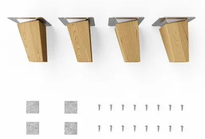 Produktbild von 4x sossai Holzfüße eckig - schräge Ausführung 8cm Eiche