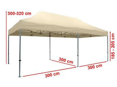 Produktbild von Faltpavillon Faltzelt Pavillon 3x6 m ca. 300g/m² Plane Partyzelt Gartenzelt ohne Seitenteile beige